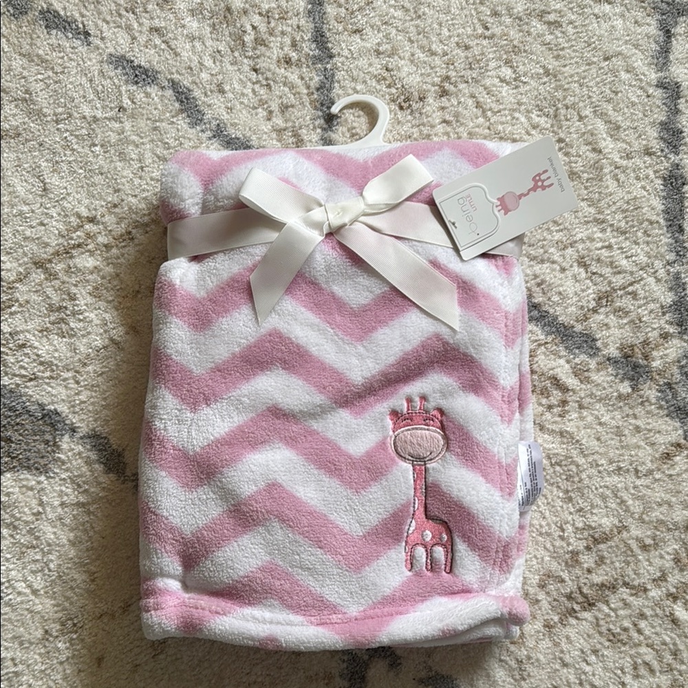 NWT Being Little Pink and White Chevron Baby Blanket
